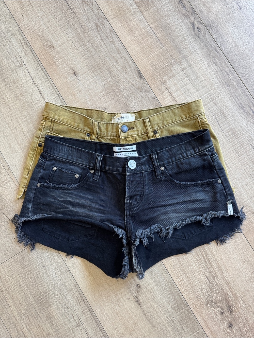 One Teaspoon Black Frayed Denim Cutoff Shorts